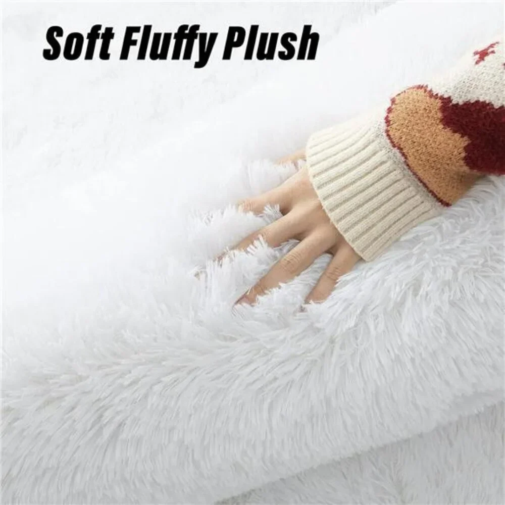 Maxsoft White Fluffy Rug 4x6 Shag Area Carpet Non Slip Plush for Bedroom Dorm